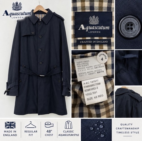 Aquascutum london navy trench - london,