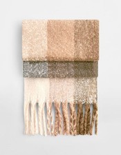 Fluffy Check Scarf Oversize