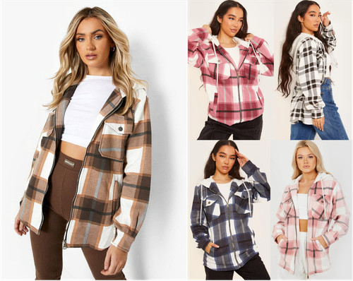 Damen karo oversize kapuze - damen,